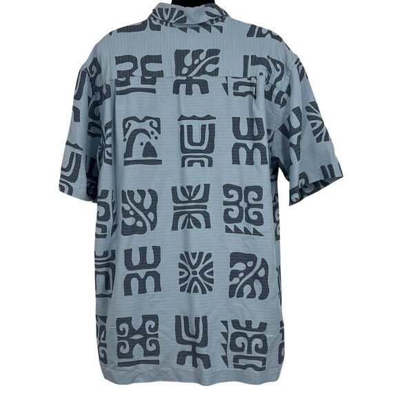 Quiksilver Waterman Collection Blue Button-Up Shirt Size Medium M Hawaiian EUC - Picture 4 of 9